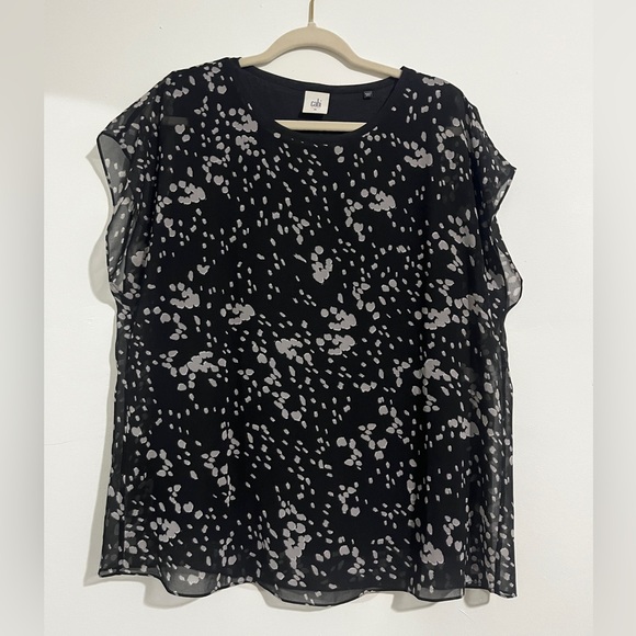 CAbi Tops - CAbi Black and White Sheer Blouse